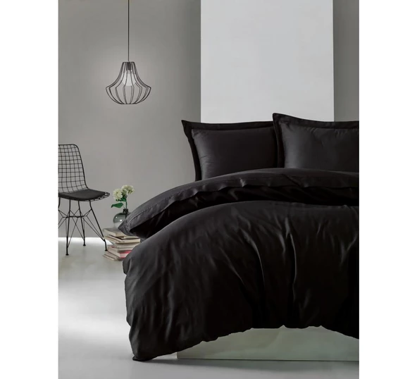 Cotton Box Elegant Saten Tek Kişilik Nevresim Takım Siyah ürün görseli 1
