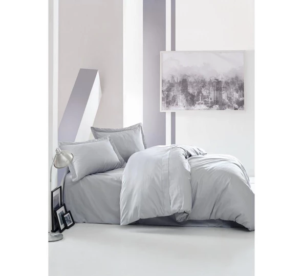 Cotton Box Elegant Saten Tek Kişilik Nevresim Takımı Gri ürün görseli 1