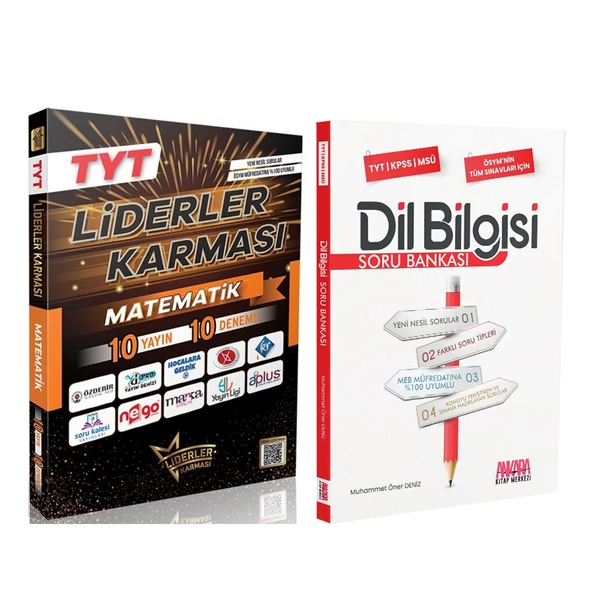 Liderler Karması TYT Matematik 10 Yayın 10 Deneme Kitabı ve AKM Dil Bilgisi Soru Bankası Seti 2 Kitap ürün görseli 1