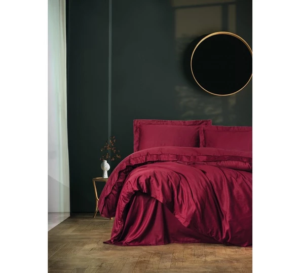Cotton Box Elegant Saten Tek Kişilik Nevresim Takımı Bordo ürün görseli 1
