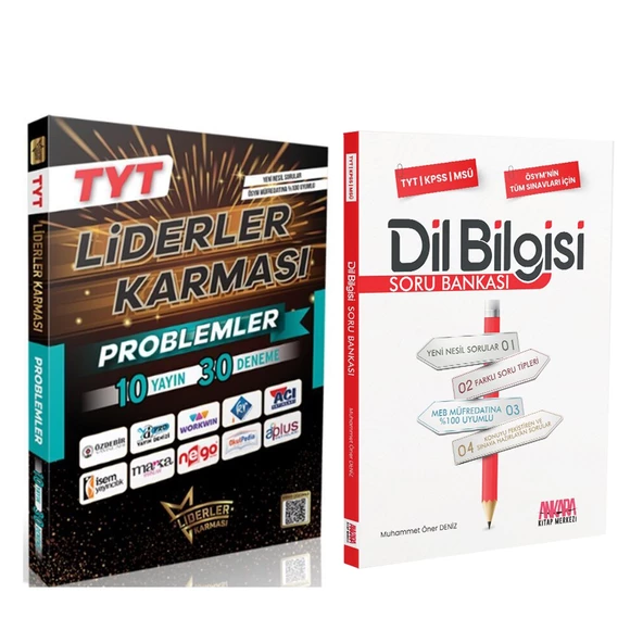 Liderler Karması TYT Problemler 10 Yayın 30 Deneme ve AKM Dil Bilgisi Soru Bankası Seti 2 Kitap ürün görseli 1