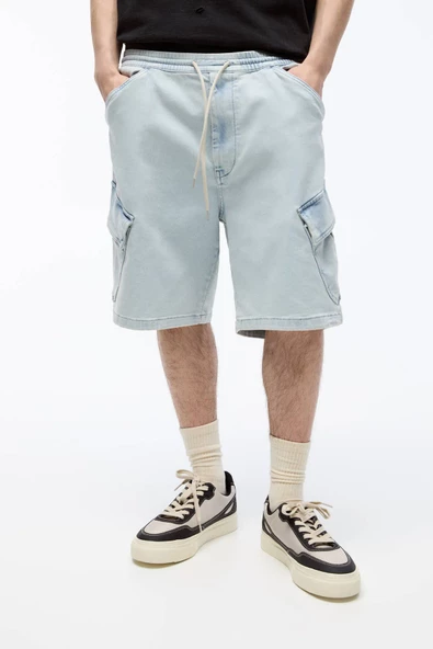 Pull & Bear Denim Kargo Bermuda Şort - Resim 2
