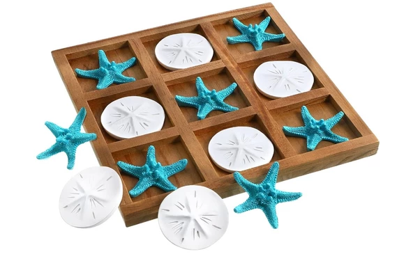 Deniz Yıldızı Desenli Ahşap Tic Tac Toe Oyunu ürün görseli 1