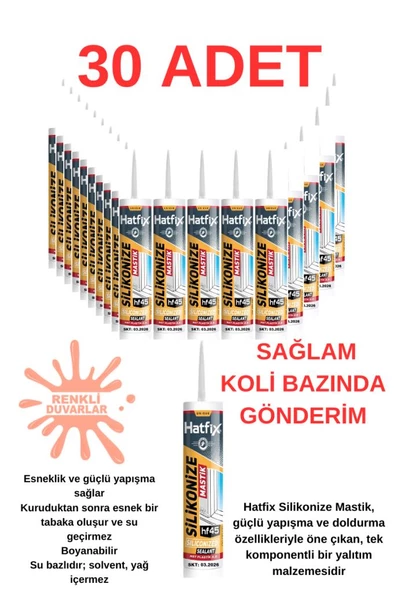 Renkli Duvarlar 30 Adet Silikonize Mastik Strafor Duvar Paneli Duvar Çıtası Yapıştırıcı Beyaz Mastik 450 Gram ürün görseli 1