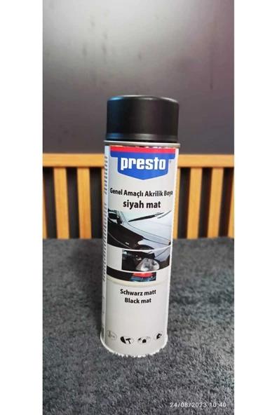 Presto Siyah Mat Sprey  Akrilik Sprey Boya (500ML) ürün görseli 1