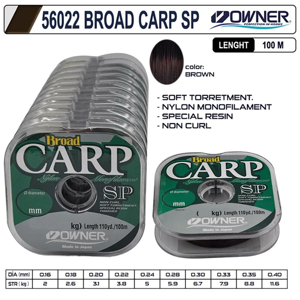 Owner  Broad Carp 0,30 Mm 100 Mt Sazan Misinası ürün görseli 1