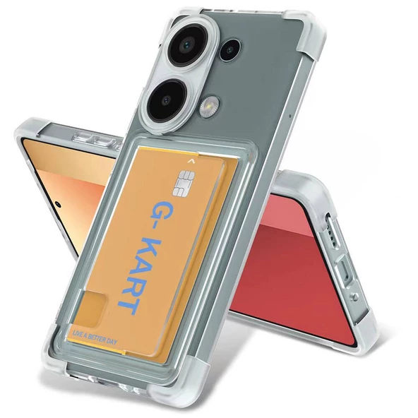Xiaomi Redmi Note 13 Pro 5G Kılıf Airbag Tasarımlı Şeffaf Kartlıklı G-Kart Kapak ürün görseli 1