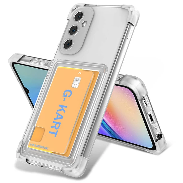 Samsung Galaxy A15 Kılıf Airbag Tasarımlı Şeffaf Kartlıklı G-Kart Kapak ürün görseli 1