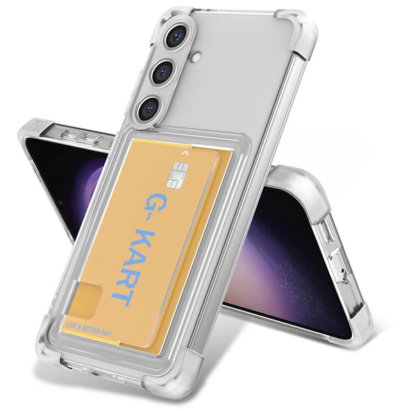 Samsung Galaxy S24 Kılıf Airbag Tasarımlı Şeffaf Kartlıklı G-Kart Kapak ürün görseli 1