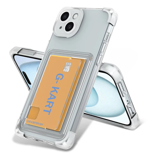 iPhone 13 Kılıf Airbag Tasarımlı Şeffaf Kartlıklı G-Kart Kapak ürün görseli 1