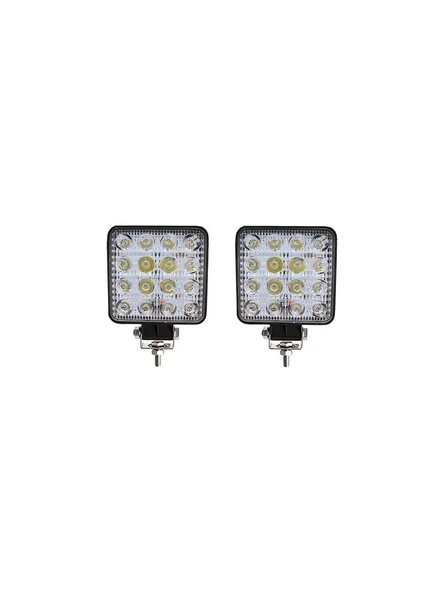 2 li Set Off Road Beyaz Işık Sis Farı Lambası 16 LED Kare 12-24 V ürün görseli 1