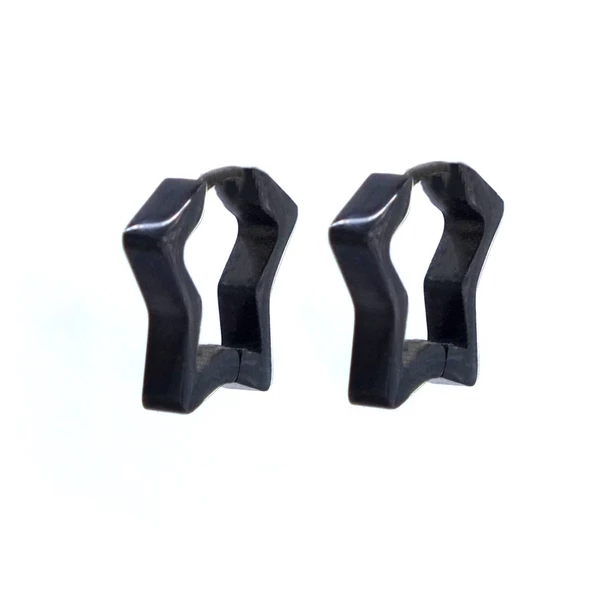 BZ 316L Çelik Yıldız Model Siyah Küpe UNK-575 ürün görseli 1