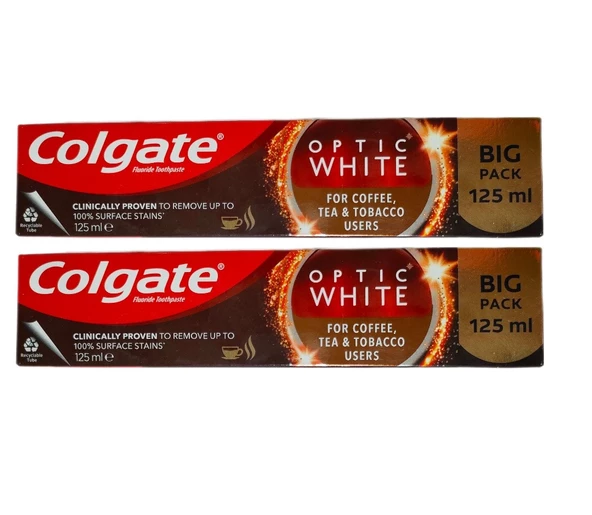 Colgate Optic White Kahve, Çay ve Tütün Kullanıcıları Için Beyazlatıcı Diş Macun 125 ml + 2 Adet ürün görseli 1