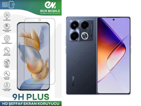 Infinix Note 40 Ekran Koruyucu 9H Esnek Nano Cam Tam Uyumlu Şeffaf ürün görseli 1