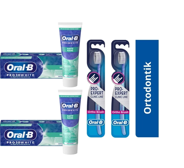 Oral-B 3d White Hafif Nane Diş Macun 75 Ml Oral-B Pro-Expert Clinic Ortodontik 35 Yumuşak Fırça 2+2 ürün görseli 1