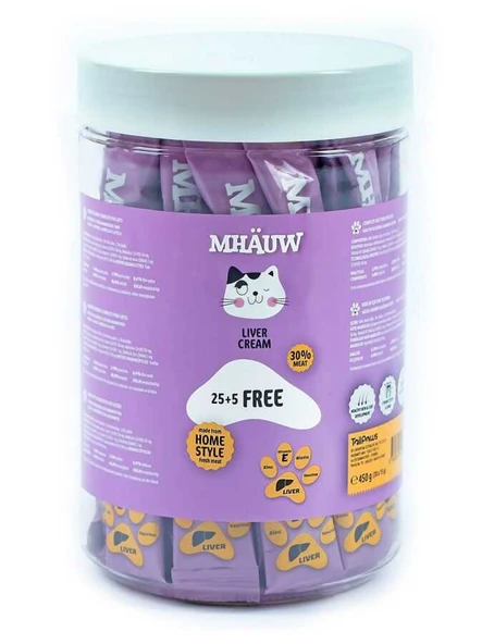 Mhauw Ciğerli Sıvı Kedi Ödülü 15gr*30 lu Kavanoz  Skt:06/2027 ürün görseli 1