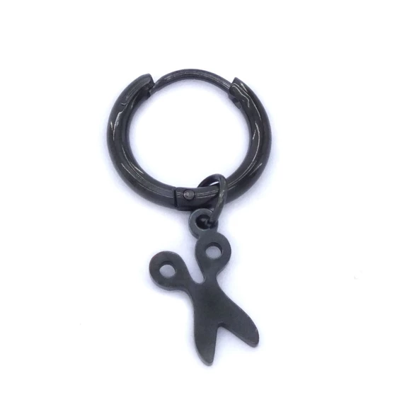 BZ 316L Çelik Unisex Siyah Tek Makas Küpe UNK-488 ürün görseli 1