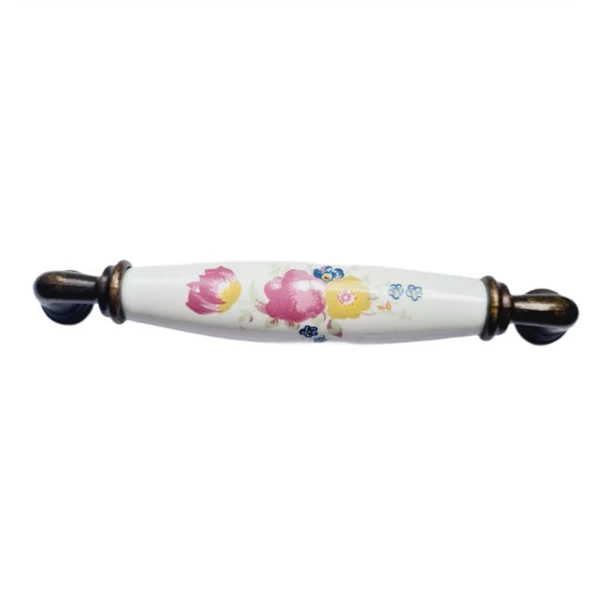 BEYAZ PORSELEN KULP ANTİK AYAK  ÇİÇEKLİ 128 MM / 5 ADET ürün görseli 1
