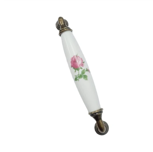 BEYAZ POLİMER KULP ANTİKSARI AYAK  GÜLLÜ 128 MM / 5 ADET ürün görseli 1