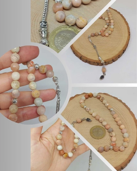 Güneş Taşı Üst Segment Petek Kesim 33lük Tesbih 8mm (36540) ürün görseli 1