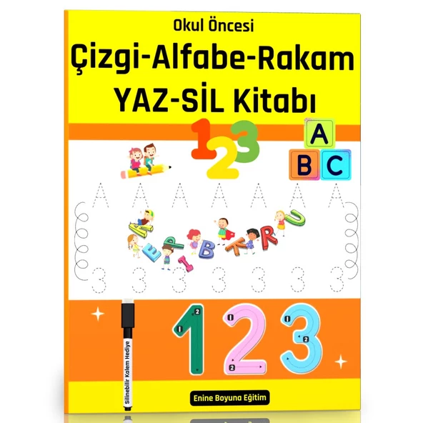 Yazmayı Öğreten YAZ-SİL Kitabı (Çizgi-Alfabe-Rakam) ürün görseli 1