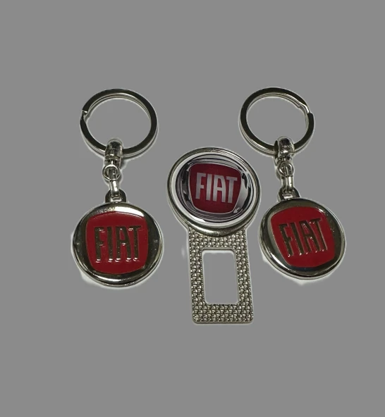 Fiat Logolu Metal Otomobil Anahtarlığı 2 Adet Kemer Toka Hediye ürün görseli 1