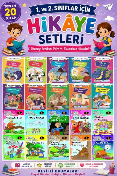 1.ve2.Sınıflara Uygun Okumayı Sevdiren 32 Sayfalık 20 li Hikaye Seti ürün görseli 1