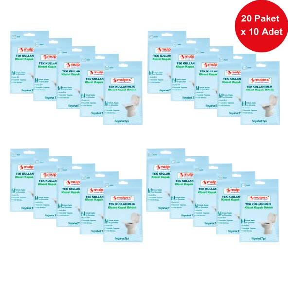 Mulpex Tek Kullanımlık Suda Çözünür Klozet Kapak Örtüsü - 20 x 10 lu Paket | Hijyenik ve Pratik Seyahat Aksesuarı ürün görseli 1