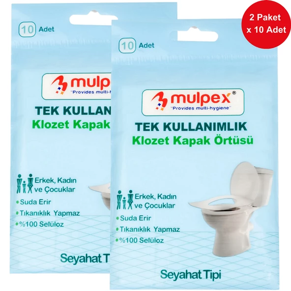 Mulpex Tek Kullanımlık Suda Çözünür Klozet Kapak Örtüsü - 2 x 10 lu Paket | Hijyenik ve Pratik Seyahat Aksesuarı ürün görseli 1