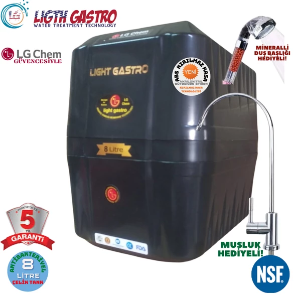 LİGHT GASTRO SİYAH 8 LİTRE 7 FİLTRE 14 AŞAMA SU ARITMA CİHAZI ürün görseli 1