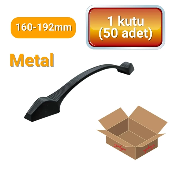 50 Adet İnci Mat Siyah Metal Mobilya Kulpu 160mm - 192mm ürün görseli 1