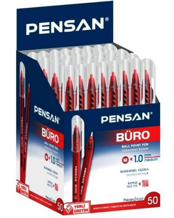 Pensan Büro Tükenmez Kalem 50’li Kırmızı ürün görseli 1