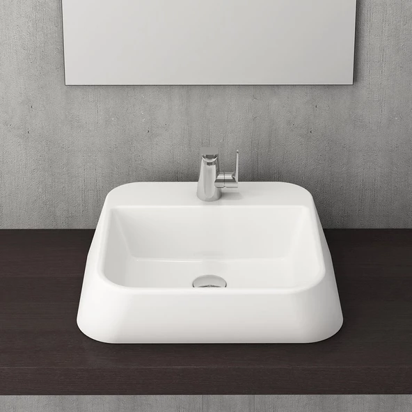 Bocchi Firenze Batarya Banklı Çanak Lavabo Parlak Beyaz 1074-001-0126 ürün görseli 1