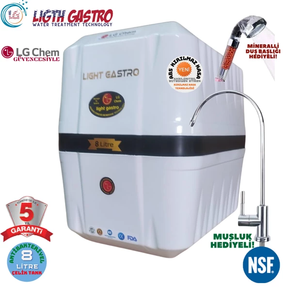 LİGHT GASTRO BEYAZ SİYAH 8 LİTRE 7 FİLTRE 14 AŞAMA SU ARITMA CİHAZI ürün görseli 1