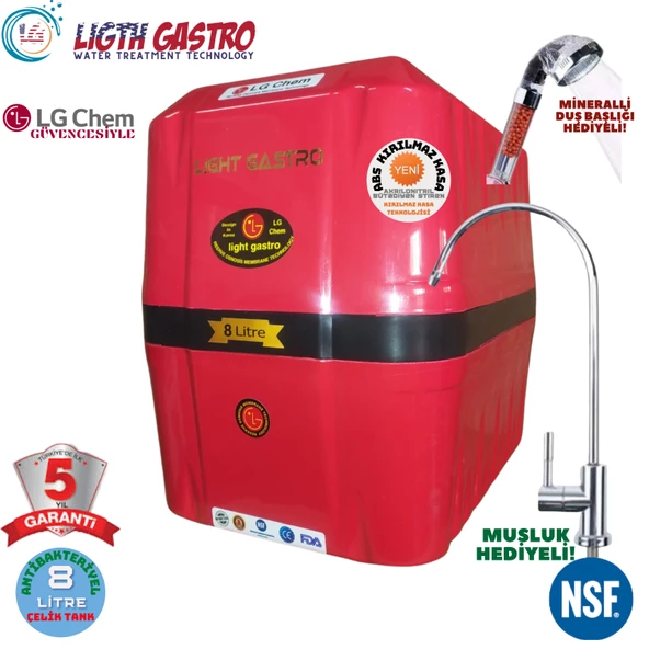LİGHT GASTRO KIRMIZI SİYAH 8 LİTRE 7 FİLTRE 14 AŞAMA SU ARITMA CİHAZI ürün görseli 1