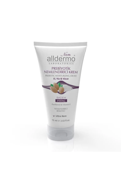 Alldermo Prebiyotik Nemlendirici El, Yüz, Vücut Krem Badem - Pirinç 75ML ürün görseli 1