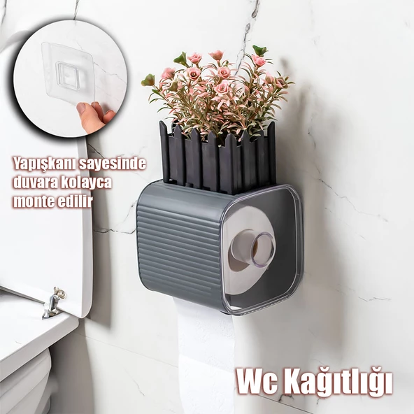 Porsima 2042 Yapışkanlı Banyo Tuvalet Kağıtlığı Wc Peçetelik Kağıtlık Tutucu Tuvalet Kağıdı Organizeri ürün görseli 1