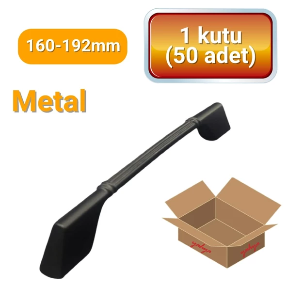 50 Adet Çizgili Saroz Siyah Metal Mobilya Kulpu 160mm - 192mm ürün görseli 1