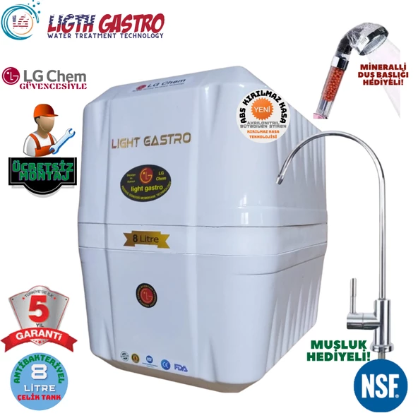 LİGHT GASTRO BEYAZ MONTAJ DAHİL 8 LİTRE 7 FİLTRE 14 AŞAMA SU ARITMA CİHAZI ürün görseli 1
