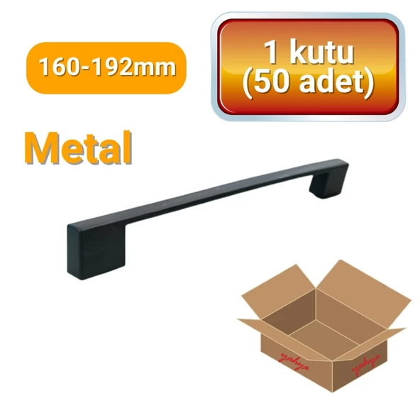 50 Adet Kare Mat Siyah Metal Mobilya Kulpu 160mm - 192mm ürün görseli 1