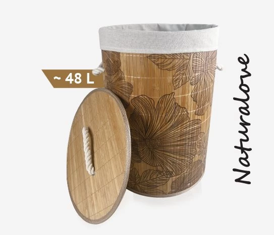 Naturalove Bambu Desenli Çamaşır Sepeti ürün görseli 1