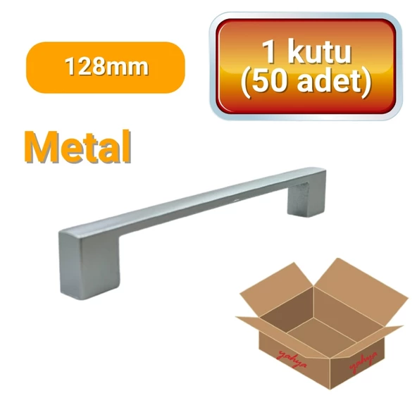 50 Adet Kare Mat Krom Metal Mobilya Kulpu Seti 128mm ürün görseli 1
