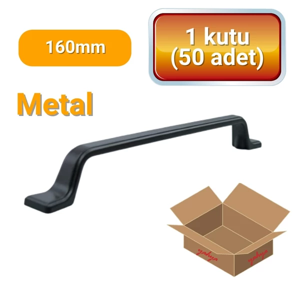 50 Adet Havai Düz Siyah Metal Mobilya Kulpu 160mm ürün görseli 1