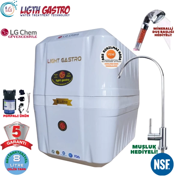LİGHT GASTRO BEYAZ POMPALI 8 LİTRE 5 FİLTRE 10 AŞAMA SU ARITMA CİHAZI ürün görseli 1