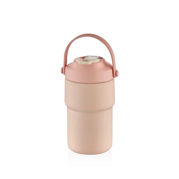 Shotay Askılı Mug Çelik Bardak 450Ml Pastel Pembe ürün görseli 1