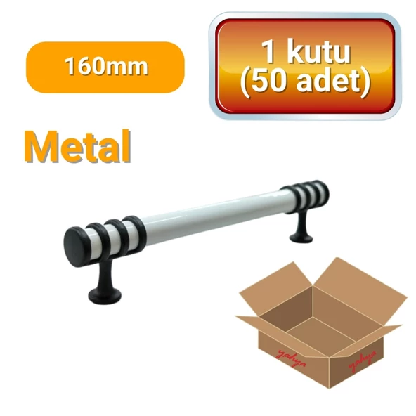 50 Adet Halka Boru Siyah Beyaz Metal Mobilya Kulpu 160mm ürün görseli 1