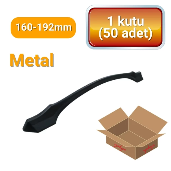 50 Adet Ateş Mat Siyah Metal Mobilya Kulpu 160mm - 192mm ürün görseli 1