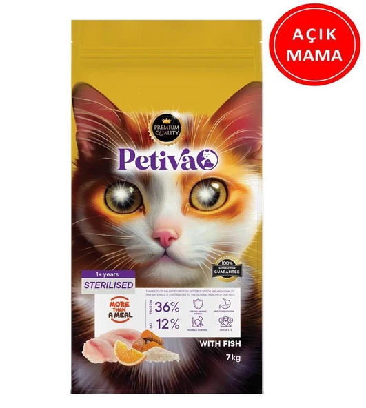 Petiva Kısırlaştırılmış Balıklı Yetişkin Kedi Maması 1 Kg AÇIK ürün görseli 1