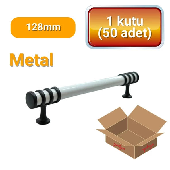 50 Adet Halka Boru Siyah Beyaz Metal Mobilya Kulpu 128mm ürün görseli 1