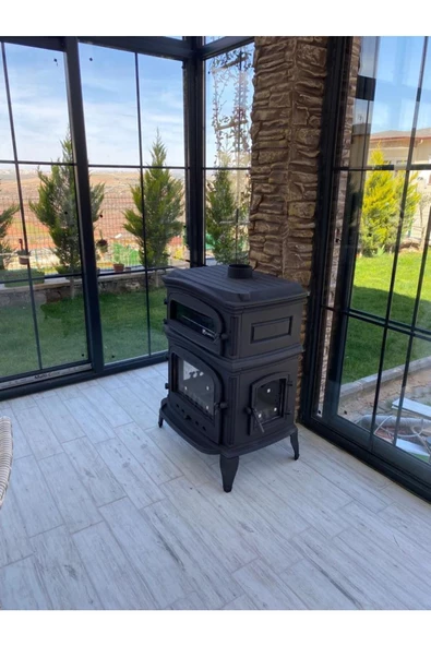 flamestove  Altara Premium Yk 3 Camlı Yan Kapaklı Kuzineli Komple Pik Döküm ürün görseli 1